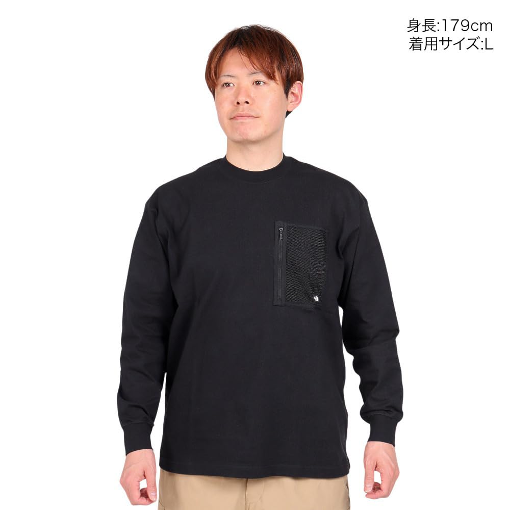 The North Face Long Sleeve Field Pocket Stain UV Size L Men's Tee, Resistant, Guard, Black,