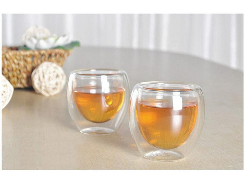 Double-Layer Insulated Borosilicate Glass Egg-Shaped Cup, Heat-Resistant, Transparent, 100ml/80ml for Coffee or Tea.