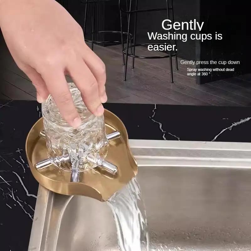 High Pressure Cup Washer Stainless Steel Bar Counter Pitcher Rinser Coffee And Milk Tea Shop Cup Washer Kitchen Sink Accessories