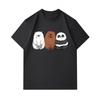 Men's 100% Cotton Crew Neck Short Sleeve T-Shirt, Casual Three Cute Cartoon Bears Print Comfortable Loose Summer Tee, Soft Daily Wear Tops for Men
