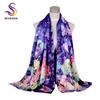 [BYSIFA] Fashion Silk Scarf Shawl Women  New Chinese Style Purple Rich Peony Scarves Spring Autumn Buttons Long Scarves