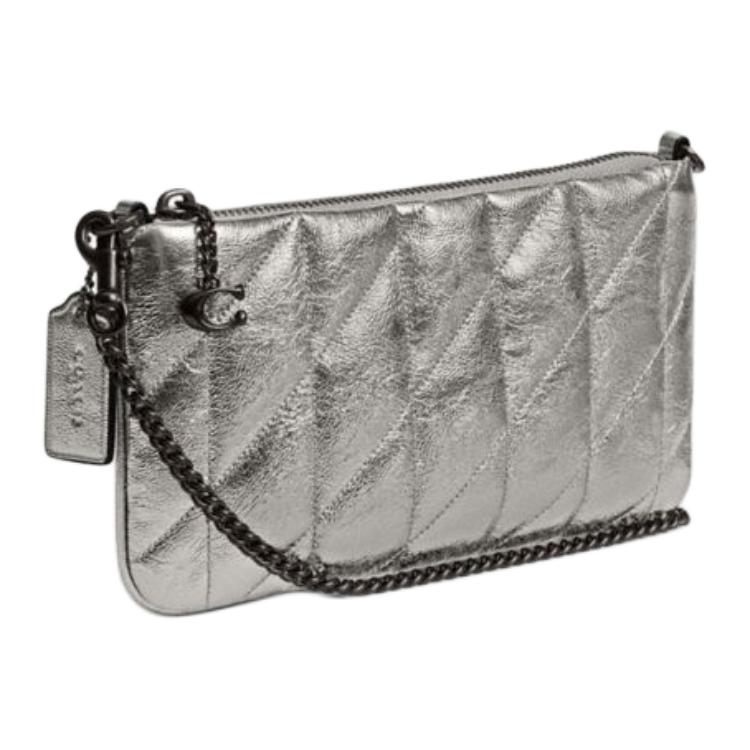 Coach Pouch 22 Top Zip Closure Detachable Wrist Strap Leather Clutch Women Clutch White Coal CW584-V5XAU