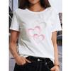 European Size Women'S "Pink Heart Heart-to-Heart" Printed Short-sleeved T-shirt | Moderate Elasticity, 2026 New Style, Casual Crew Neck