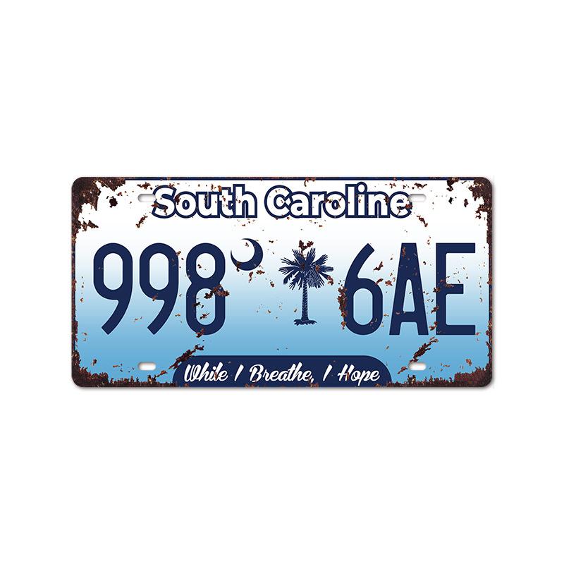 Vintage Tin Art with 1530 License Plate Design: Ideal for American - style Background Wall Decor