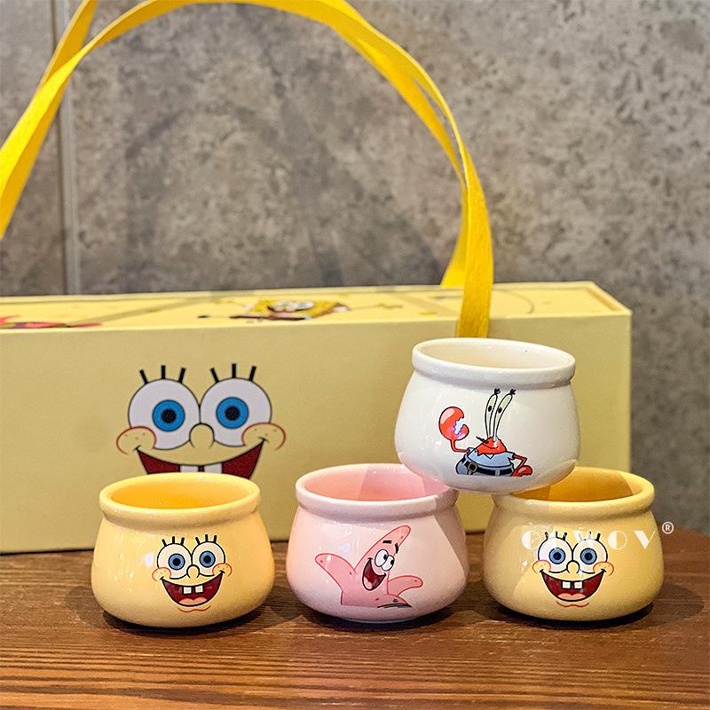 SpongeBob Schwammkopf Gelenk-Teetasse Geschenkbox 2025 Neu Hochwertige Büro-Heim-Keramik-Teetasse Geschenk
