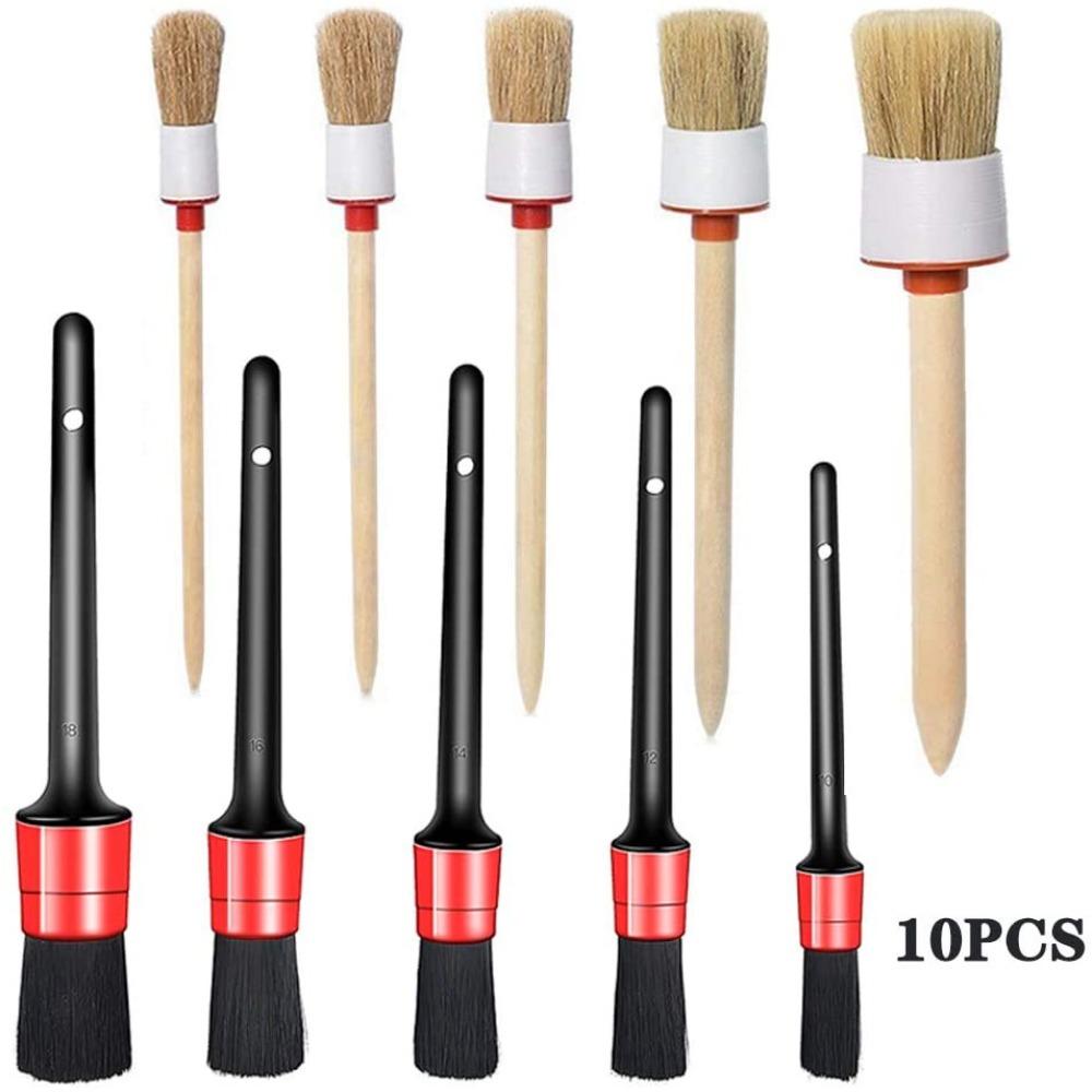 

10pcs Flexible Aluminum Rod and Soft Bristles Auto Car Detailing Brush Set