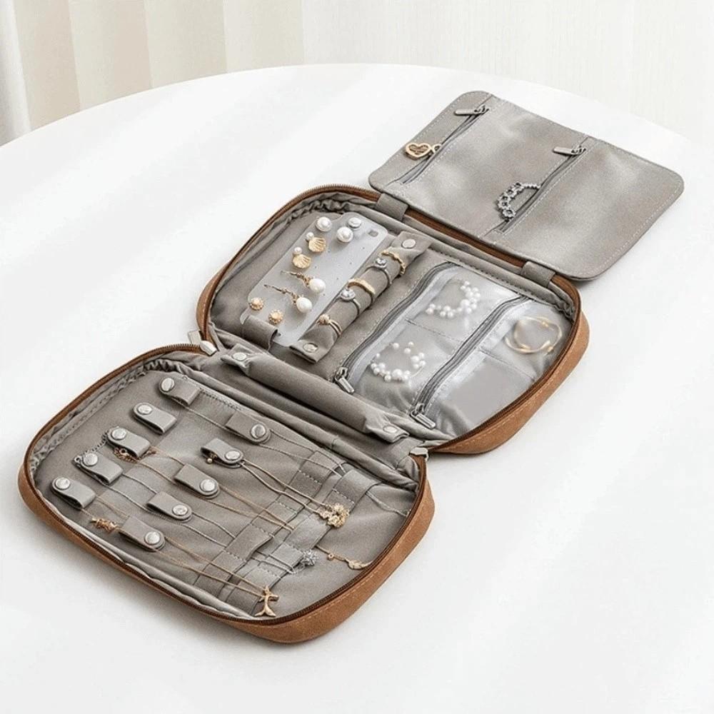 PU Leather Jewelry Storage Bag Multi-functional Jewelry Carrying Case  Travel Use