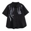 Dimanaf 2025 Plus Size New Summer Blouse Short Sleeve Vintage Printing Casual Women Loose Tops Buttons Shirts
