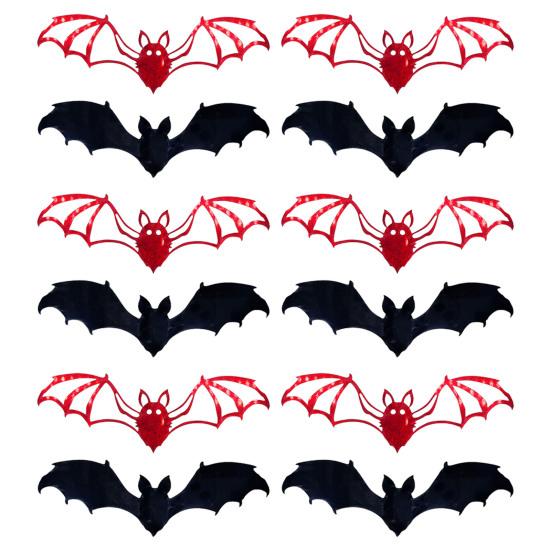 12 Pcs Halloween Bat Wall Sticker Decorations Large Hollow Out Bats Wall Decals for Wall Glass Mirror Living Room Decor