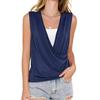 Women's Sleeveless Flattering Wrap Blouse with Hem for Casual Summer Wear