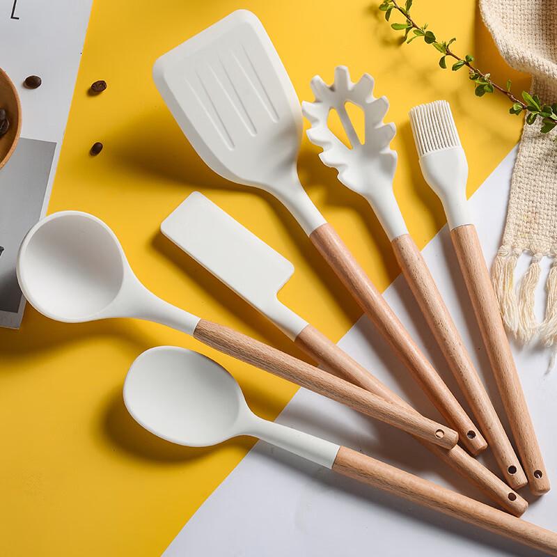 Xidian 11-Piece White Silicone Kitchen Utensil Set