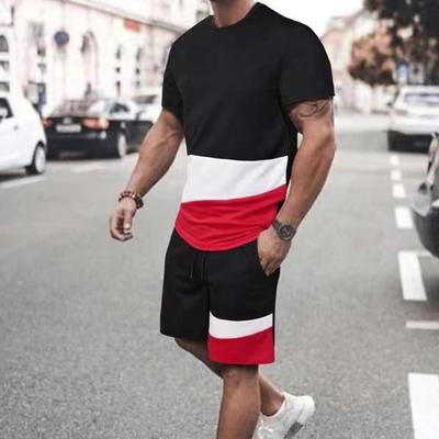 Set Estivo da Uomo Nuova T-shirt Outfit Tuta Sportiva T-shirt da Uomo Abbigliamento Sportivo Uomo Completo Corto T-shirt Casual+Pantaloncini Set di 2 Pezzi T-shirt da Uomo