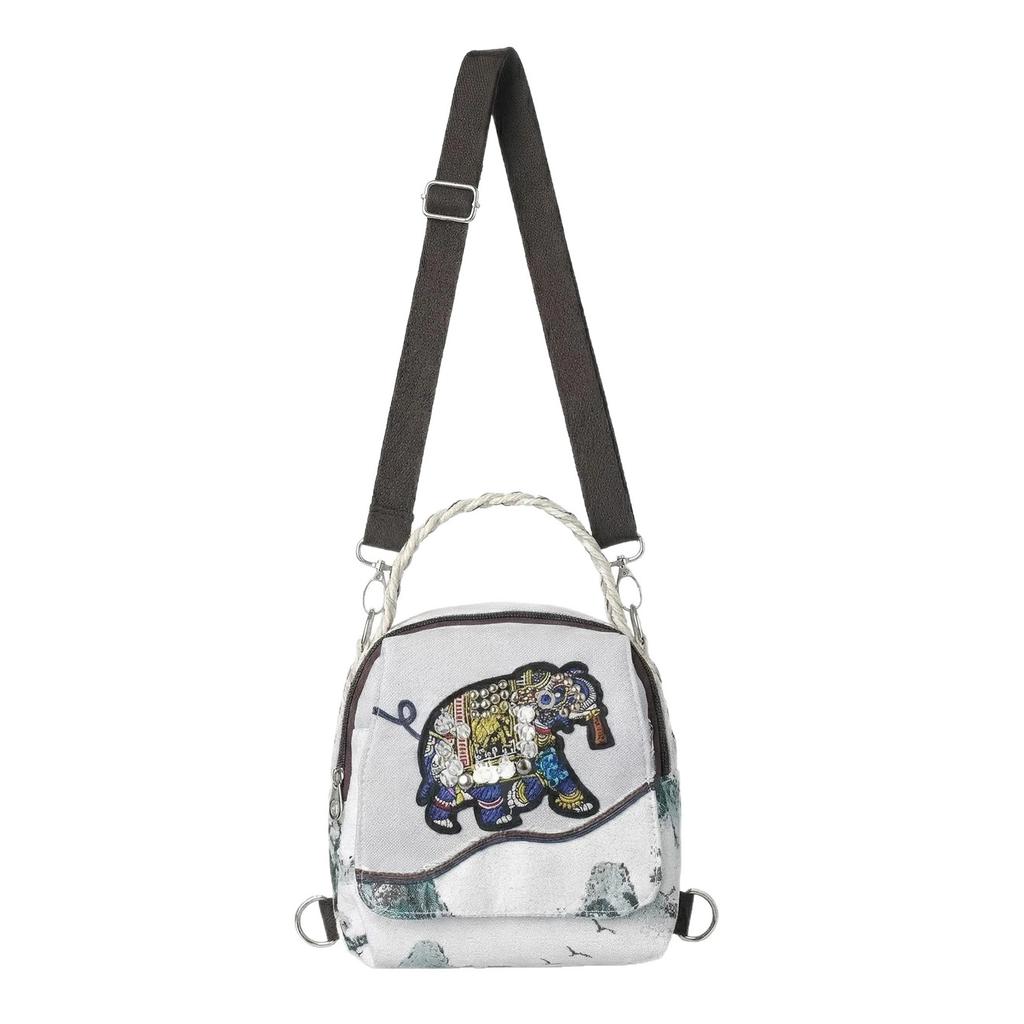 National Style Landscape Jacquard Crossbody Double-shoulder Bag Handbag Small Bag for Literary Office Wear