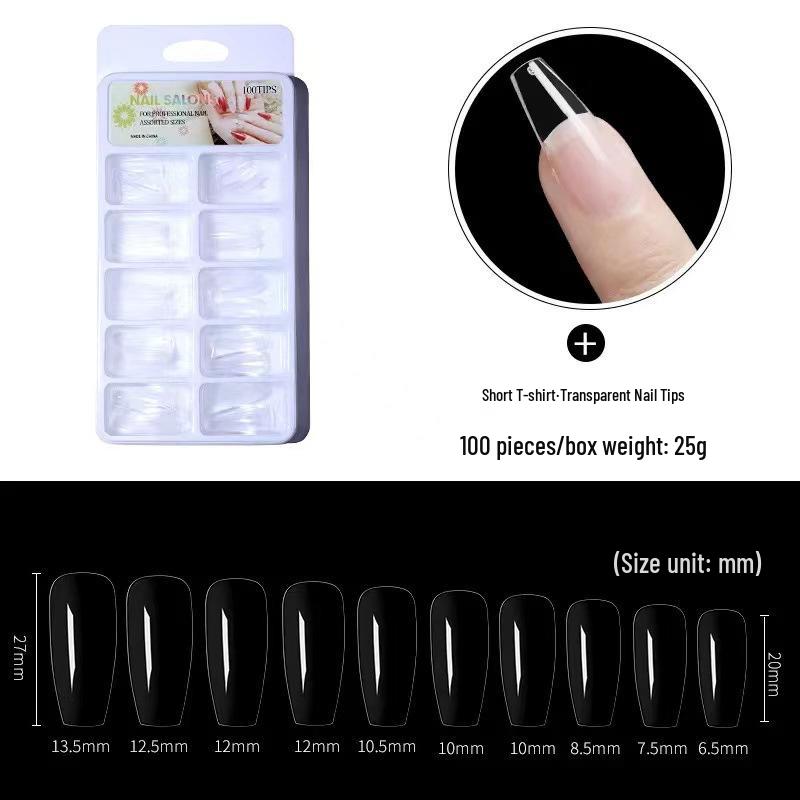 

Ультратонкие бесшовные прозрачные накладные ногти - набор из 100 штук двойного использования полный/половинный