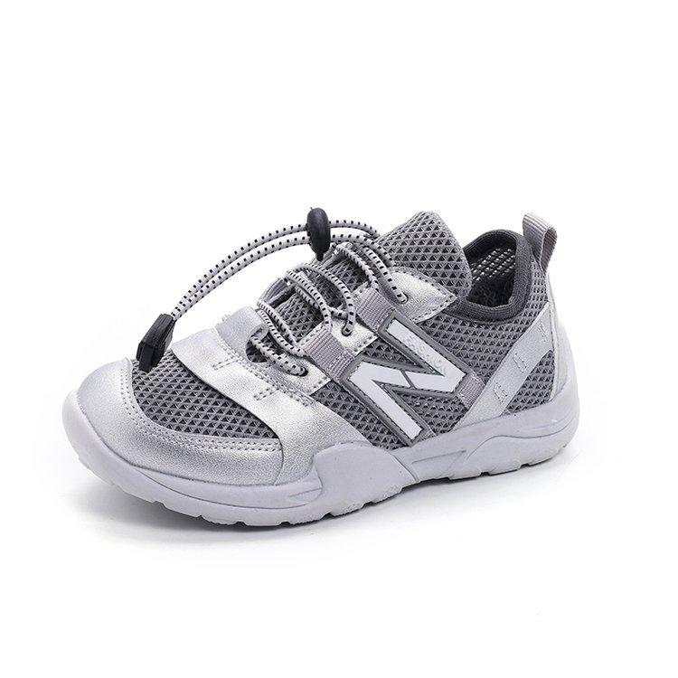 

Trendy brand children s school sports shoes 2025 summer new foreign style parent-child model solid color non-slip lace-up jogging shoes 36 серебряный