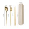 3-teiliges/Set Besteck mit Boxhalter Geschirr Löffel Gabel Essstäbchen Set Reise-Tischbesteck Edelstahl Reisebesteckset Utensilienetui
