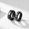 Titanium Steel Rotating Electrocardiogram Couple Ring, Heartbeat, Decompression, Stainless Steel Matching Ring, Hand Jewelry