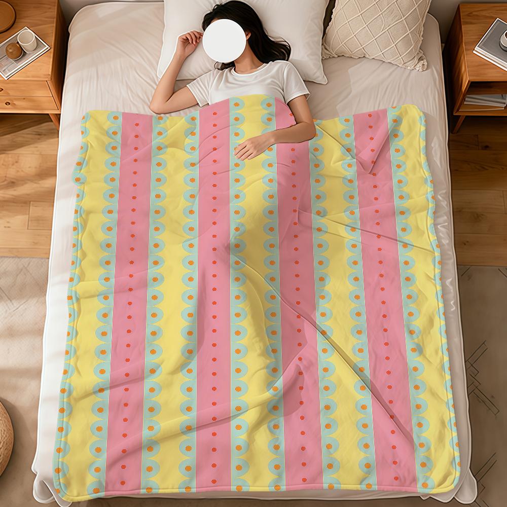 

Fashion striped art pink green pattern soft warm plush blanket for dorm sofa living room pet hogar bedroom gift nap home Flannel 75x90cm
