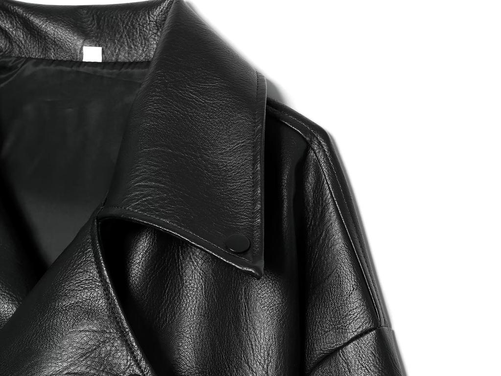 Autumn New European and American Style Lapel Lace-Up Commuter Leather Jacket
