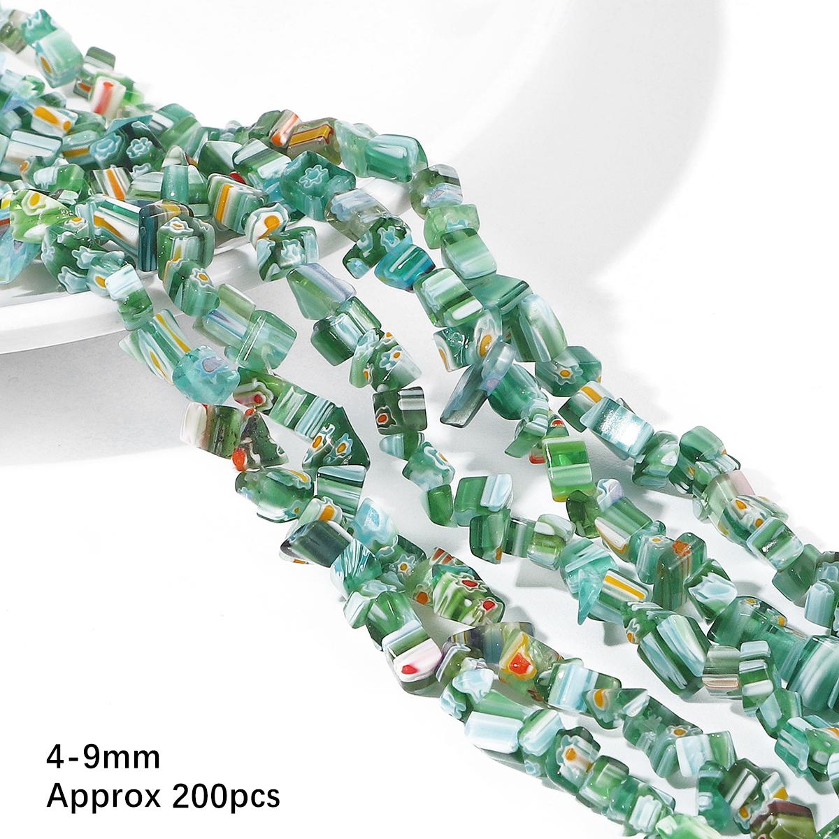 

200 шт./пакет 4-9 мм різнокольорові квіткові скляні чіп-намистини Lampwork для виготовлення ювелірних виробів намисто-браслет своїми руками