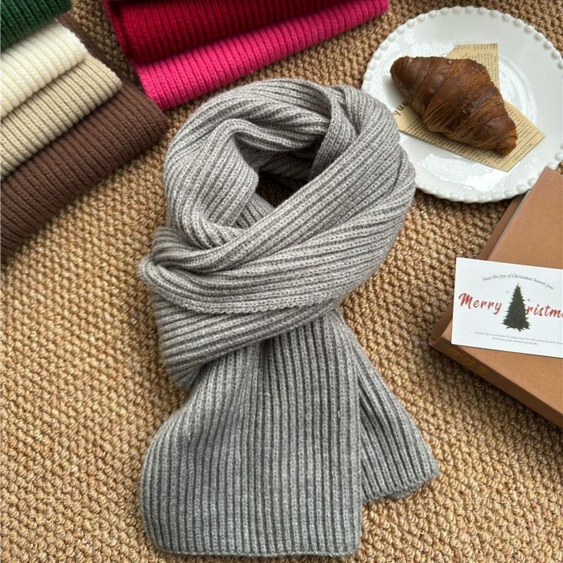 Scarf women's winter new red autumn and winter high-end atmosphere Christmas soft waxy knitted wool scarf