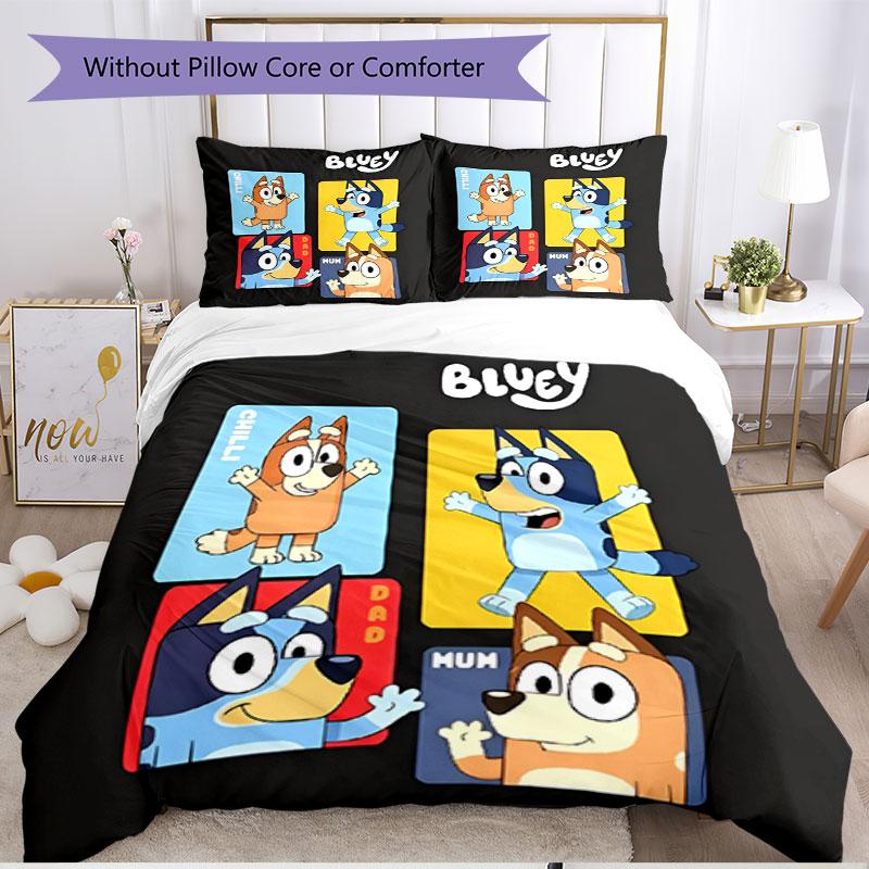 3pcs Duvet Cover Set (1*Duvet Cover + 2*Pillowcase, Without Core), Bluey Print Soft All‑Season Bedding Set, Home Bedroom Decor Gift