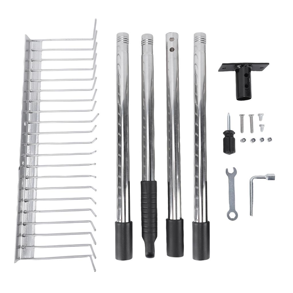 Bow Rake Garden Rake with Detachable Long Handle 21 Tines Garden Tool for Loosening Soil Gathering Leaf Yard Lawn