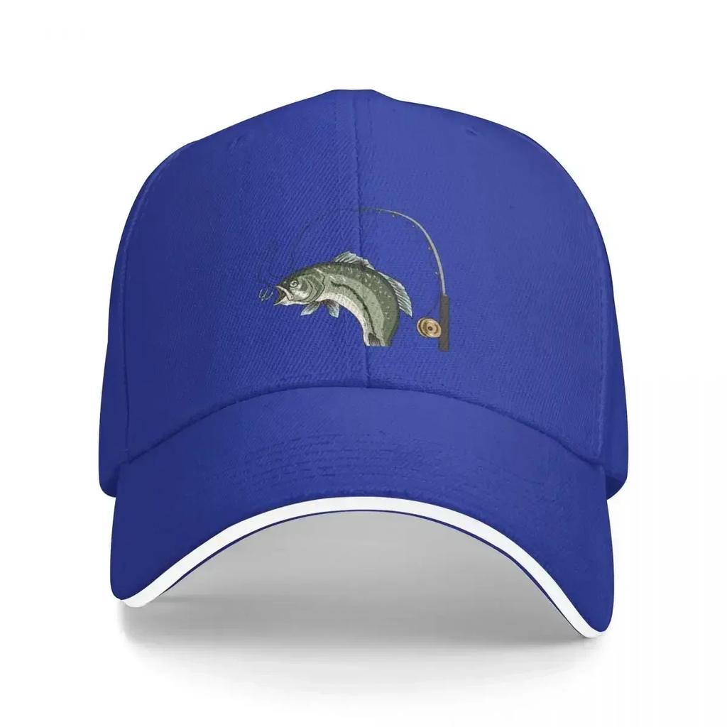 Fish with Rod and Reel Gone FishingCap Baseball Cap streetwear Rugby Unisex cap Womens