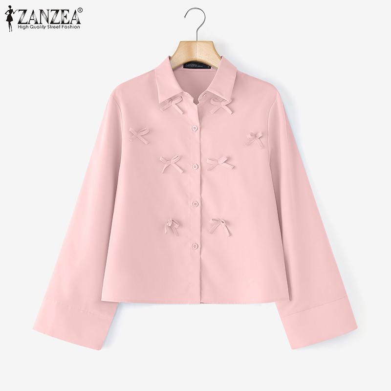 ZANZEA Women Turn Down Collar Loose Casual Btton Blouse