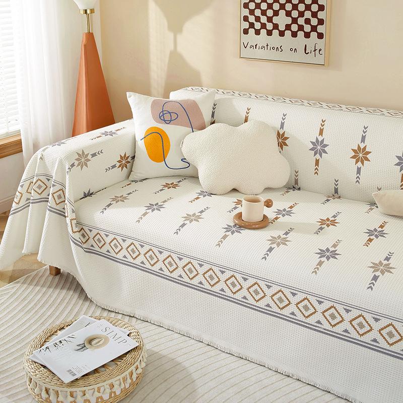 Nordic Style Full Cover Sofa Cushion Blanket Universal Four Season Sofa Throw Walf Check Printing Sofa Towel Cover Home Decor