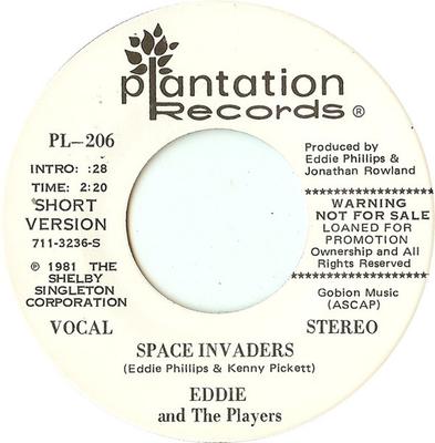 7inch Record EDDIE & THE PLAYERS - Space Invaders PL206 Plantation Reco 1981 US Rock Used