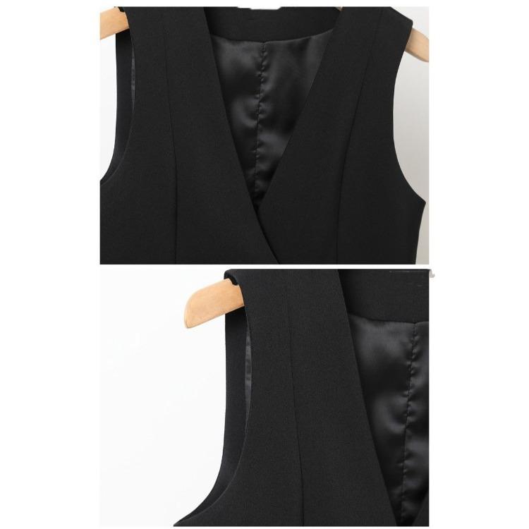 Chic Korean Style Ladies' Short Suit Vest, Autumn and Spring Basic Tank Top, Sleeveless Waistcoat Outer Garment