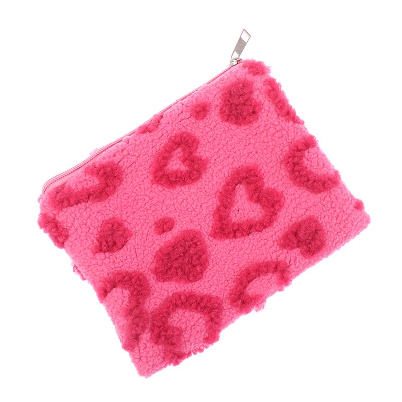 Plush Makeup Bags Soft Travel Cosmetic Storage Bag Portable Love Print Organizer Pencil Case Cute Clutch Pouch