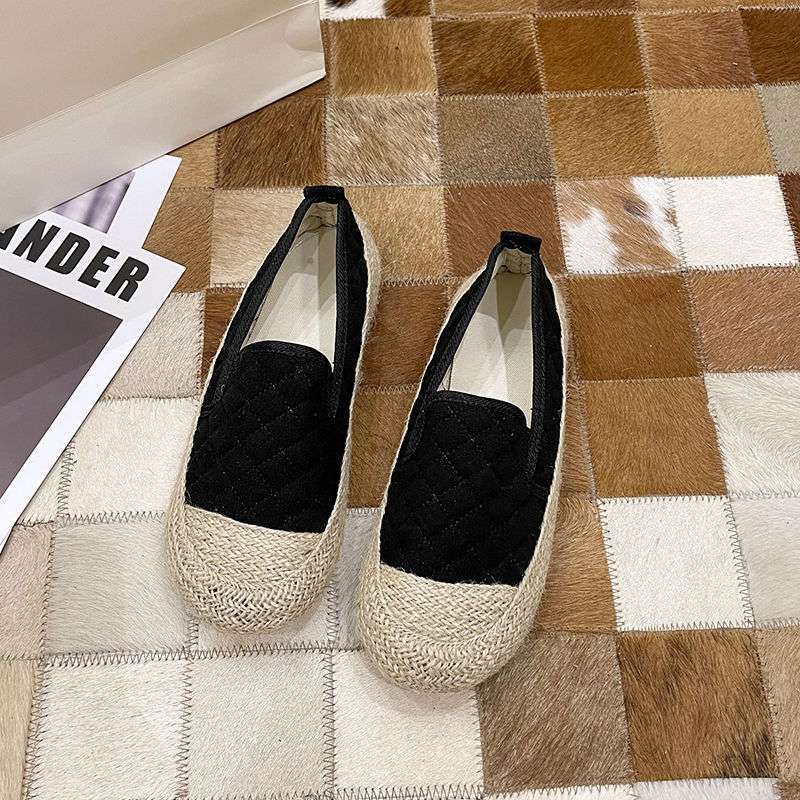 Fisherman shoes women's spring and autumn 2025 new soft flat bottom small fragrant woolen woolen casual weaving lazy one pedal loafers