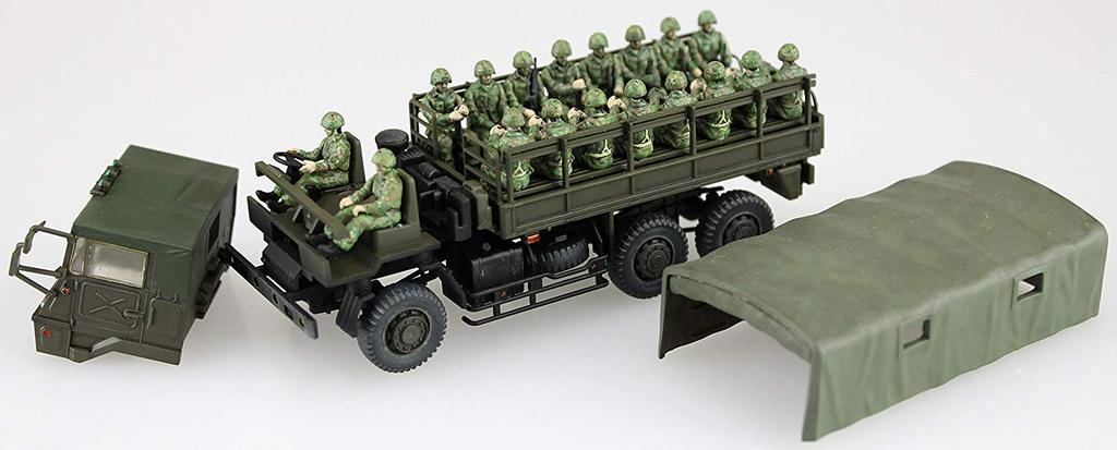 Aoshima Bunka Kyozai Military Model Series 12 Japan Ground Force Type 73 Heavy Truck with 20 Crew Figures Model Co., Ltd. 1/72 No. Self-Defense 3.5t