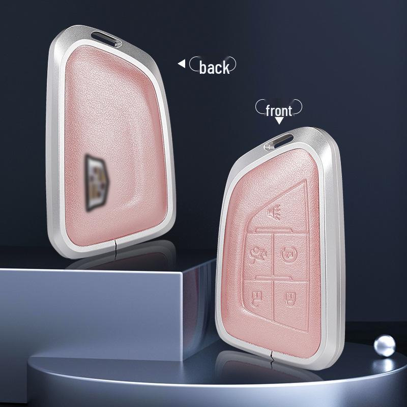 Genuine Leather Key Case for Cadillac XT5, CT5, XTS Key Fob - Unisex Design with Buckle