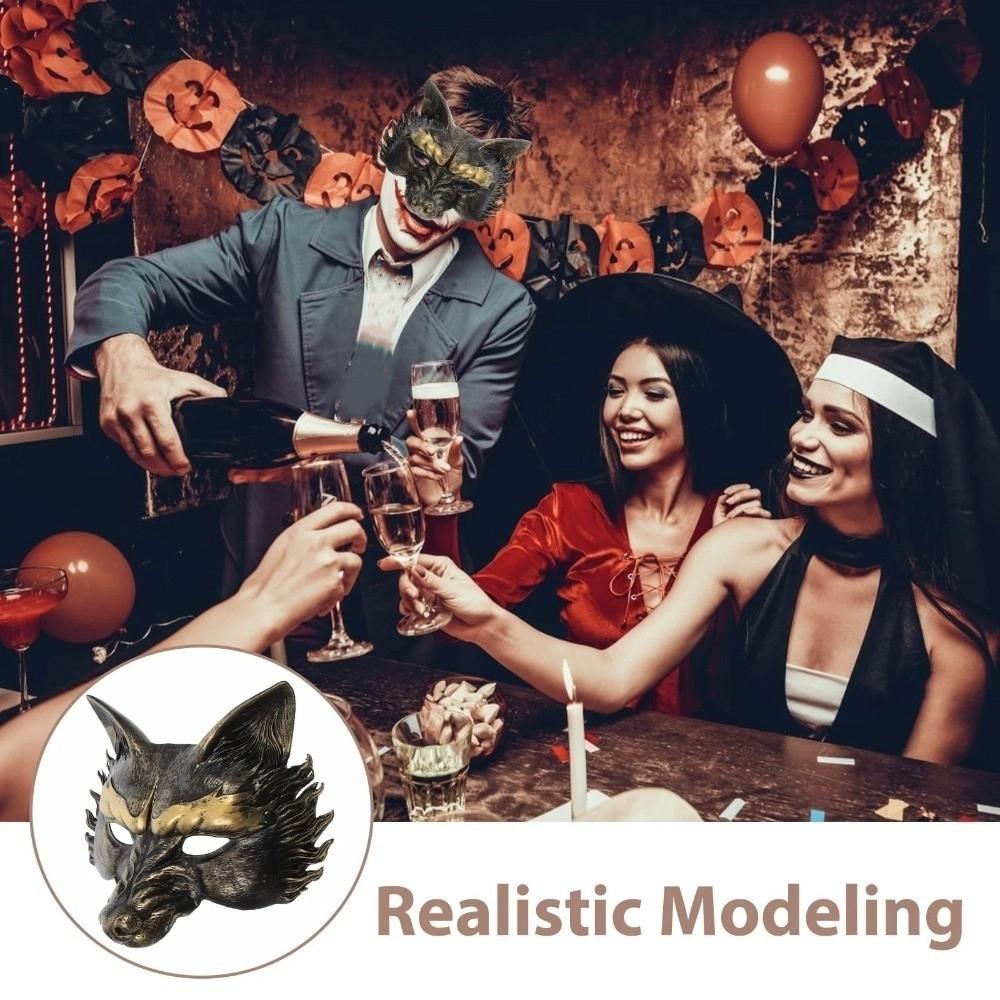 Half Face Halloween Mask Animal Cosplay Mask Punk Masquerade Mask  Men