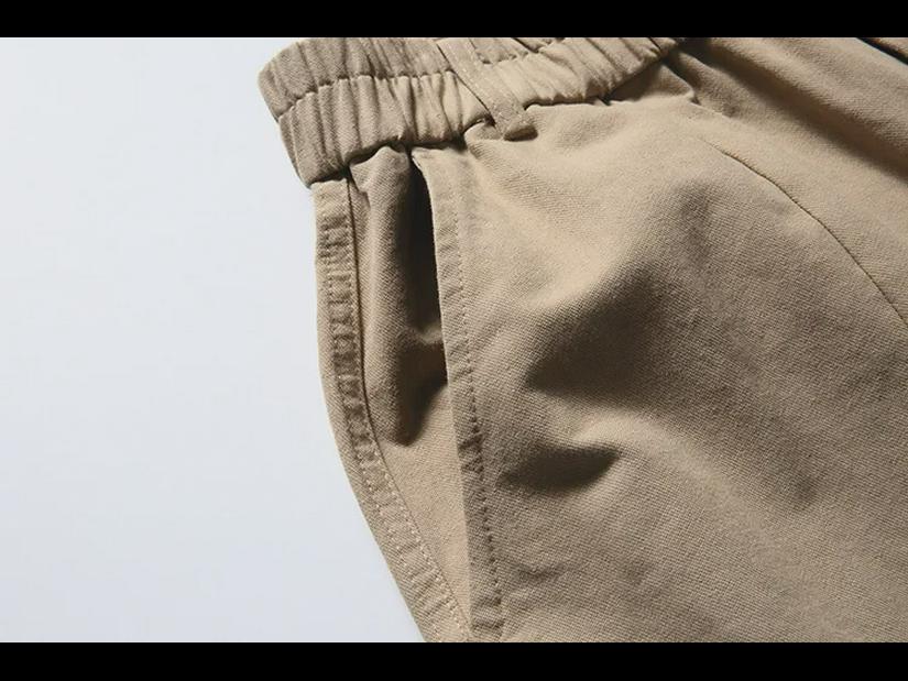 City Fanpin 2024 Spring Men's Loose Wide-Leg Multi-Pocket Work Pants - Solid Color