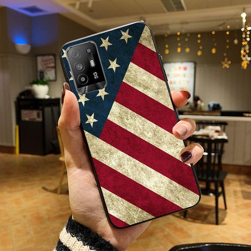 Custodia bandiera americana cover per telefono per OPPO A74 A94 5G A3S A5 A5S A9 A12 A15 A15S A52 A53 A53S A72 A73 2020 A91 5G custodie coque