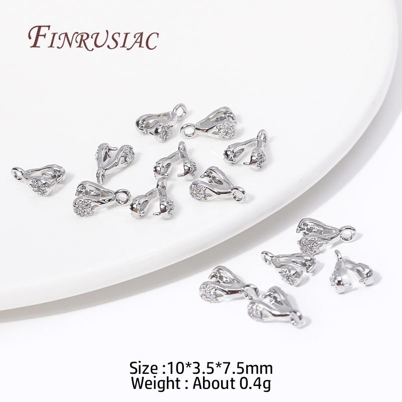 Multi Types 18K Gold Plated Inlaid Zircon Beila For Pendants,Pinch Clip Bails For Crystal Agate Jewelry Making,Pendant Connector
