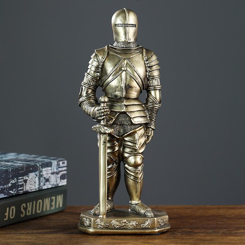 Medieval Armor Knight Statue Retro Nordic Style Home Decoration Resin Figurine Office Desktop Bookshelf Decoration Accessories