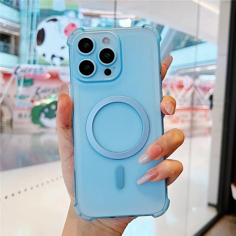 Airbag Soft Silicone Wireless Charging Shockproof Case For XIAOMI Redmi 15 4G 5G Translucent Magnetic Cover Phone Bumper Shell