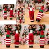 Cozy Knit Red Wine Bottle Sleeve With Striped Elf Design For Christmas Celebration