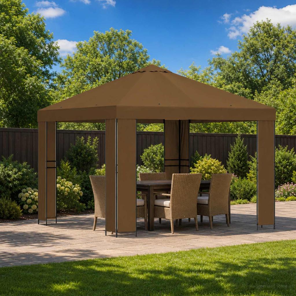 Gazebo 3 X 3 M Taupe Polyester and Steel 190 Gsm