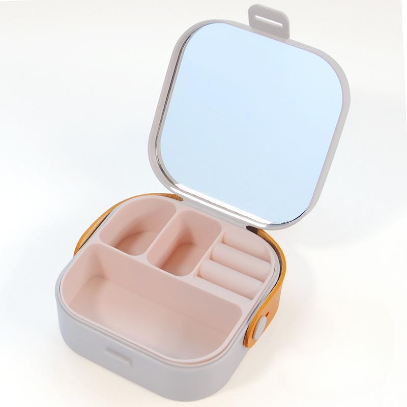 Tragbare Schmuckschatulle Ring Schmuck Halskette Lippenstiftfach multifunktionale PP-Kunststoff Aufbewahrungsbox zum Mitnehmen