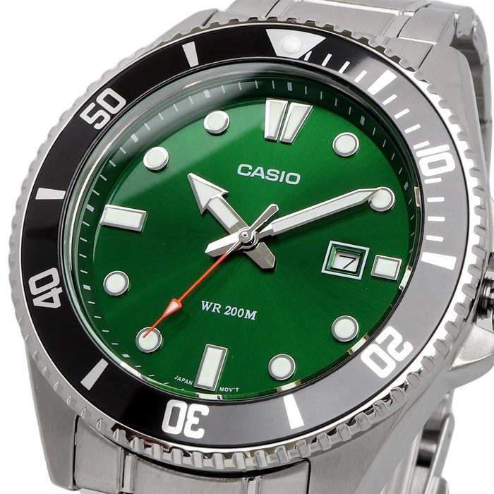 Casio Standard Analog Sports 200m Water Resistant Watch MDV-107D-3A2V Men's Green Dial Metal Band