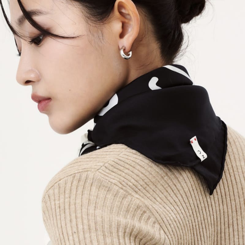 ONSZ Black and White Split Logo Silk Scarf