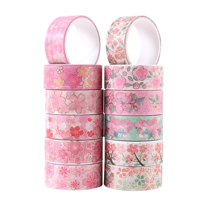 12Pcs Sakura Washi Tape Scrapbooking Supplies Masking Tape Decorativa School Supplies Diary Decoration Washitape