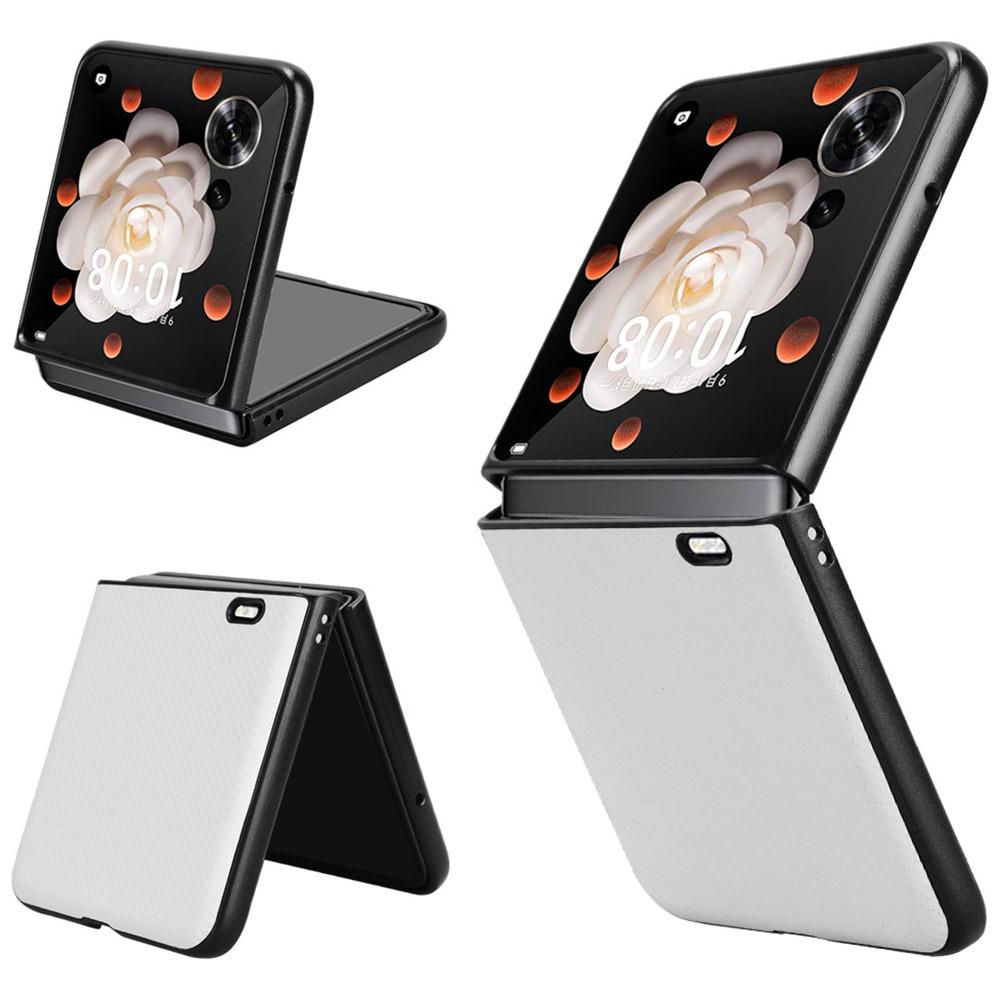 

For Honor Magic V Flip 5G Case Carbon Fiber Texture Shockproof PU+PC Phone Cover White