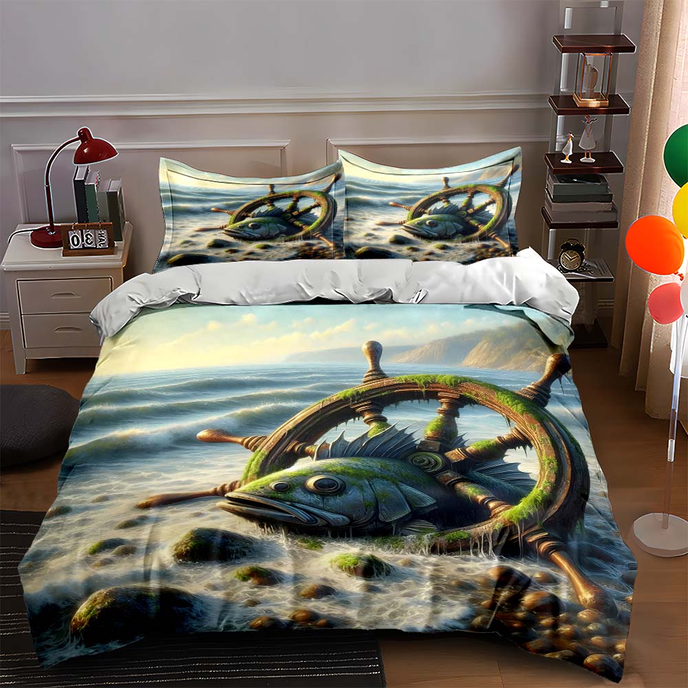 

Oceanic ship wheel. Bedding Duvet cover sets Duvet covers Pillowcases gifts (1 * Duvet Cover 2 * Pillowcases, without duvet insert) 135x200cm